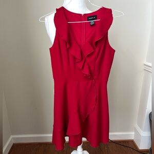 Teeze Me Juniors Red V Neck Ruffled Dress- 5/6